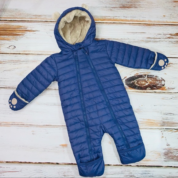 The White Company Blue Quilted Baby Pramsuit size 9-12 months - Picture 7 of 16